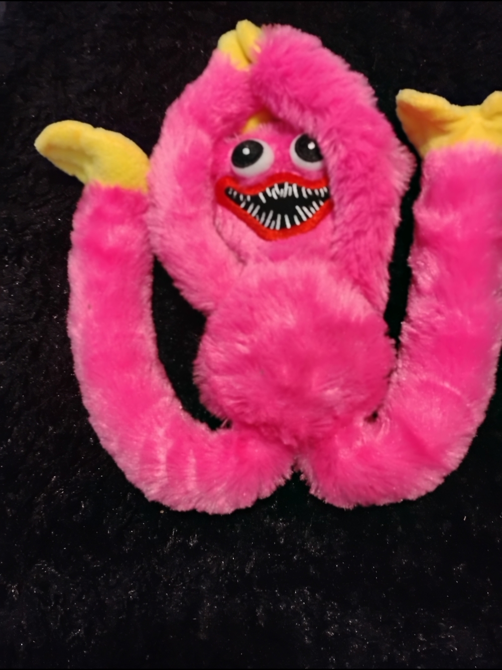 Plush Pink Monster Toy with Yellow Accents - Kids Plush Creature
